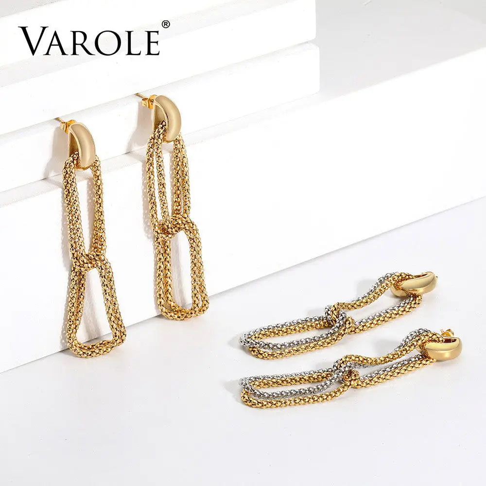 Corn Chain Drop&Dangle Earrings For Women Long Stainless Steel Earings