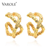 Double Line Texture Hoop Earrings for Women Statement Metal Big Hoops