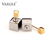 Square Cubes Stud Earrings Stainless Steel Women Jewelry Brincos