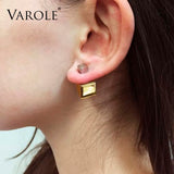 Square Cubes Stud Earrings Stainless Steel Women Jewelry Brincos