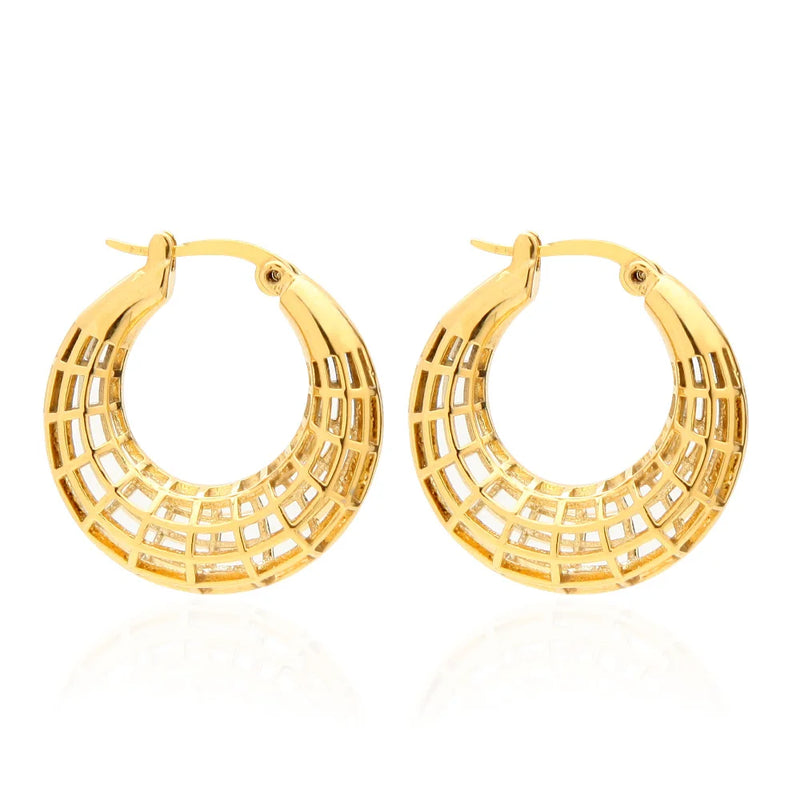 Geometric Hollow Out Circle Hoop Earrings for Women