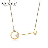 Pearl & Ball Choker Necklace Stainless Steel Women Chocker