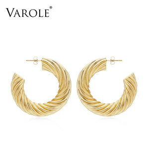 Vintage Twisted Line Hoop Earrings Circle Earrings For Women