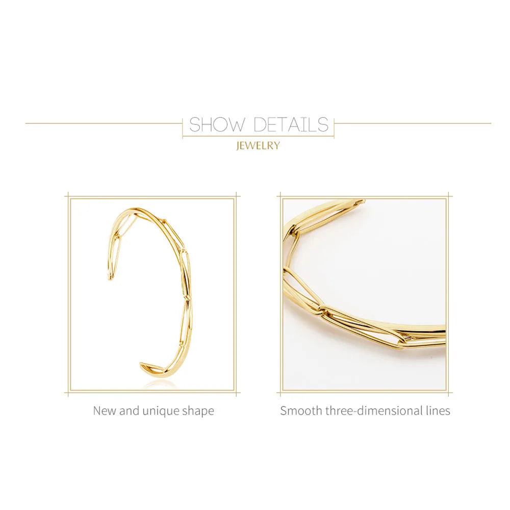 Minimalist Line Chain Cuff Bracelets for Women