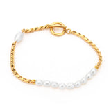 Natural Pearls Chain Bracelet Women Bangle Jewelry Party Gift