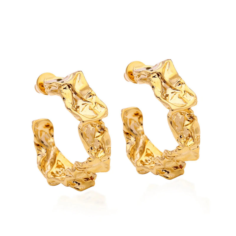 Textured Strip Hoop Earrings for Women - Big Circle Hoops Jewelry