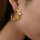 Textured Strip Hoop Earrings for Women - Big Circle Hoops Jewelry