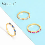 Colorful Crystal Ring Love Finger Rings Wedding Jewelry