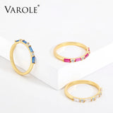 Colorful Crystal Ring Love Finger Rings Wedding Jewelry