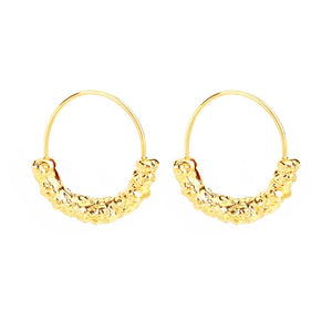 Irregular Texture Circle Hoop Earrings for Women