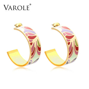 Enamel Hoop Earrings for Women Stud Jewelry