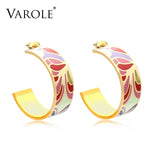 Enamel Hoop Earrings for Women Stud Jewelry