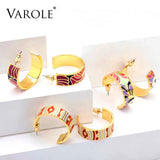Enamel Hoop Earrings for Women Stud Jewelry
