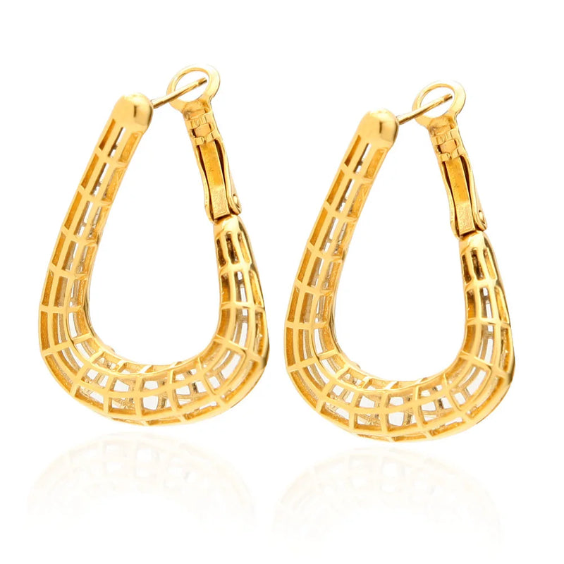 Twisted Hollow Hoop Earrings Women Piercing Jewelry Gift