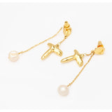 Natural Pearls Dangle Earrings Cross Drop Earings Gift