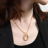 Water Drop Curve Chain Choker Necklace Pendant Jewelry Collares
