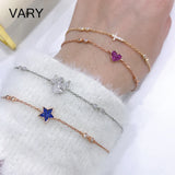 Sterling Silver Blue Star Charm Bracelet for Women