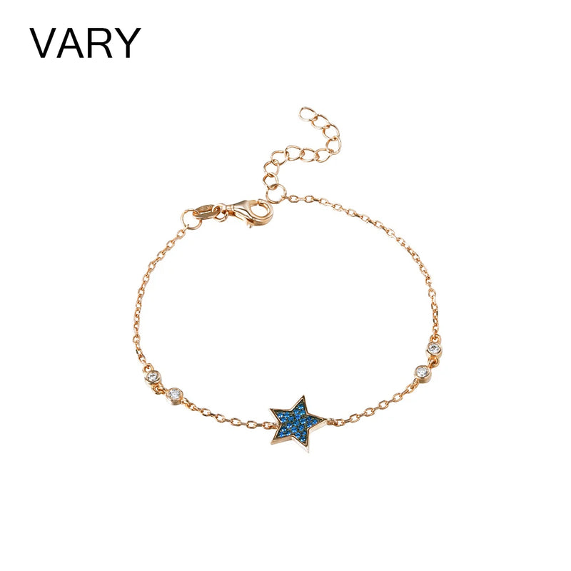 Sterling Silver Blue Star Charm Bracelet for Women