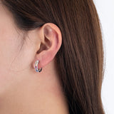 925 Silver Round Zircon Hoop Earrings Sweet & Ladies Rainbow Matching