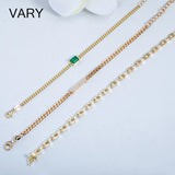 925 Silver Double Gemstone Bracelet Green Zircon 18K