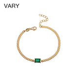 925 Silver Double Gemstone Bracelet Green Zircon 18K