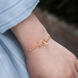 925 Sterling Silver Heart Bracelet Double Chain Jewelry