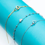 925 Sterling Silver Heart Bracelet Double Chain Jewelry