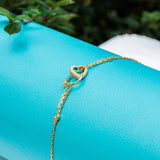 925 Sterling Silver Heart Bracelet Double Chain Jewelry