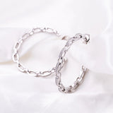 925 Sterling Silver Hoop Earrings with Zircon Chain Hollow Oversized