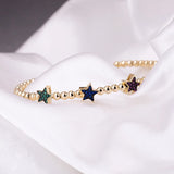 Adjustable Sterling Silver S925 Ladies Bracelet with Five-Pointed Star Design