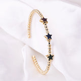 Adjustable Sterling Silver S925 Ladies Bracelet with Five-Pointed Star Design