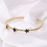 Adjustable Sterling Silver S925 Ladies Bracelet with Five-Pointed Star Design