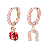 925 Sterling Silver Rose 18K Horseshoe Earrings Jewelry