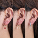 925 Sterling Silver Rose 18K Horseshoe Earrings Jewelry