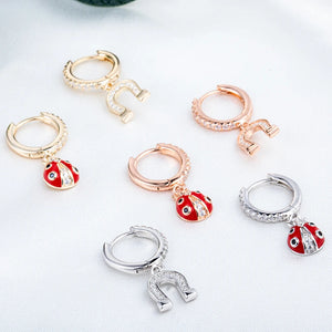 925 Sterling Silver Rose 18K Horseshoe Earrings Jewelry
