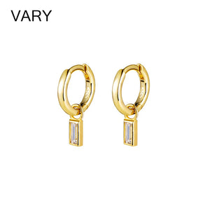 925 Sterling Silver Earrings 18K Zircon Inlaid Removable