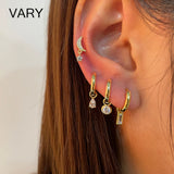 925 Sterling Silver Earrings 18K Zircon Inlaid Removable