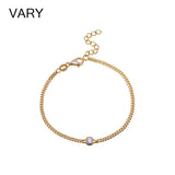 Adjustable 925 Sterling Silver Bracelet with Zircon - 18K Gold Plated