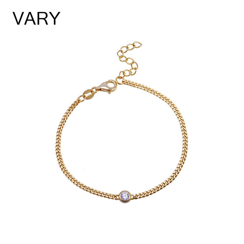 Adjustable 925 Sterling Silver Bracelet with Zircon - 18K Gold Plated