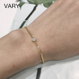 Adjustable 925 Sterling Silver Bracelet with Zircon - 18K Gold Plated