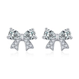Silver CZ Scissors Stud Earrings For Women Girls