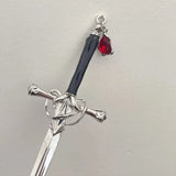 Hair Sticks Hairpin Punk Ruby Pendant Tassel Sword Chinese Enamel DIY Hair