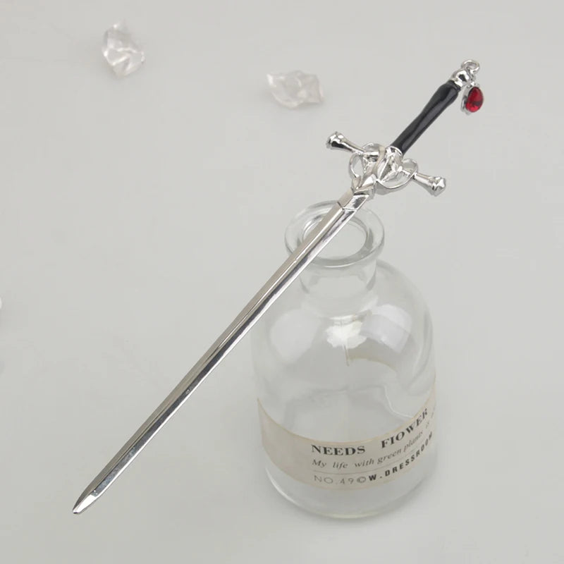 Hair Sticks Hairpin Punk Ruby Pendant Tassel Sword Chinese Enamel DIY Hair