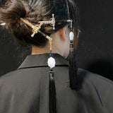 Hair Sticks Hairpin Punk Ruby Pendant Tassel Sword Chinese Enamel DIY Hair