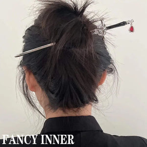Punk Ruby Pendant Hairpin for Women