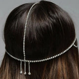 Bohemian Rhinestone Head Chain Forehead Jewelry Bride Crystal Tassel Headdress