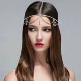 Bohemian Rhinestone Head Chain Forehead Jewelry Bride Crystal Tassel Headdress