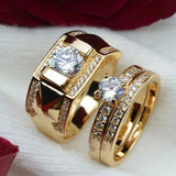CZ Yellow Wedding Rings Set - Couples' Engagement Accessories