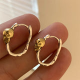VENFTILLE Silver Skull Hoop Earrings Punk Hiphop Jewelry
