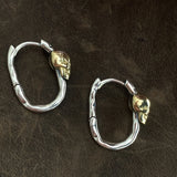VENFTILLE Silver Skull Hoop Earrings Punk Hiphop Jewelry